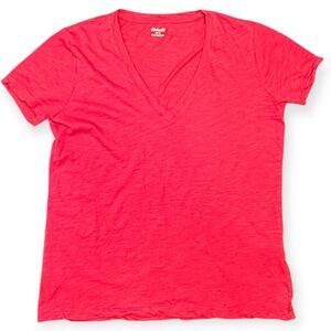 MADEWELL Women’s Red V-Neck Short Sleeve Whisper Cotton Tee Size Small